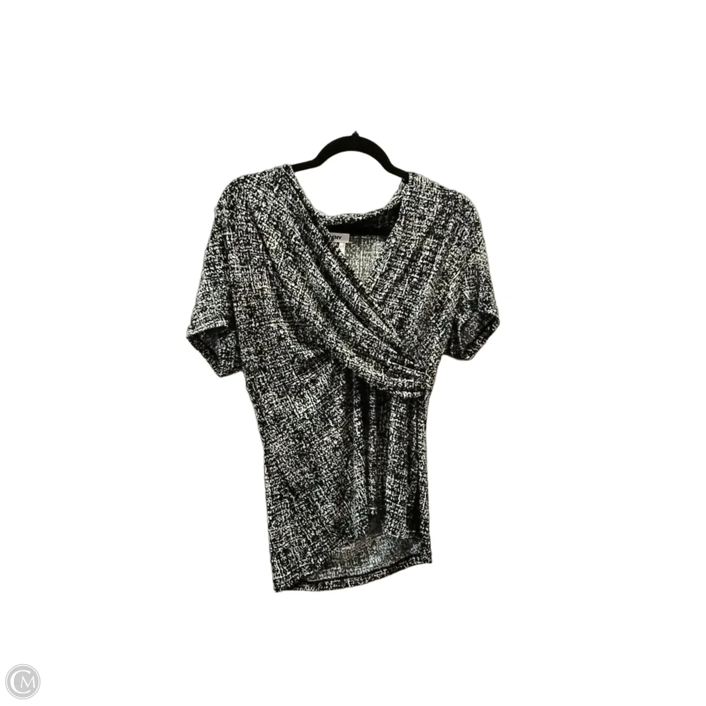 Top Short Sleeve By Dkny In Black & Cream, Size: L