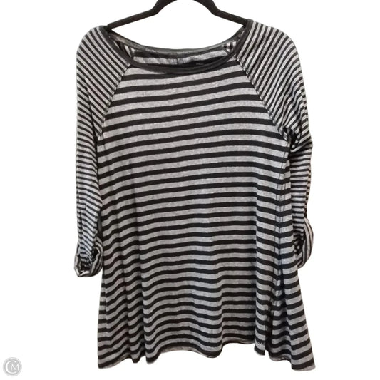 Top Long Sleeve By Calvin Klein In Striped Pattern, Size: M