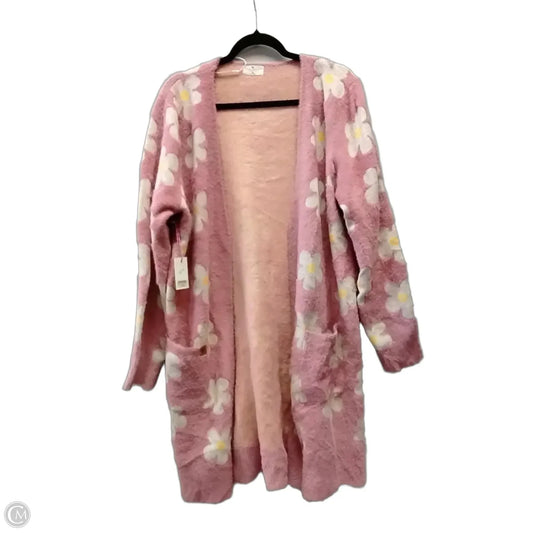 Sweater Cardigan By Simply Southern In Pink, Size: Xl