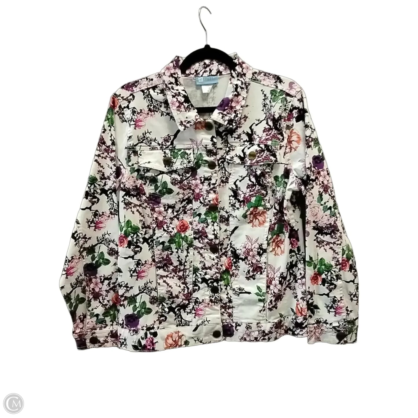 Jacket Denim By Koret In Floral Print, Size: 12