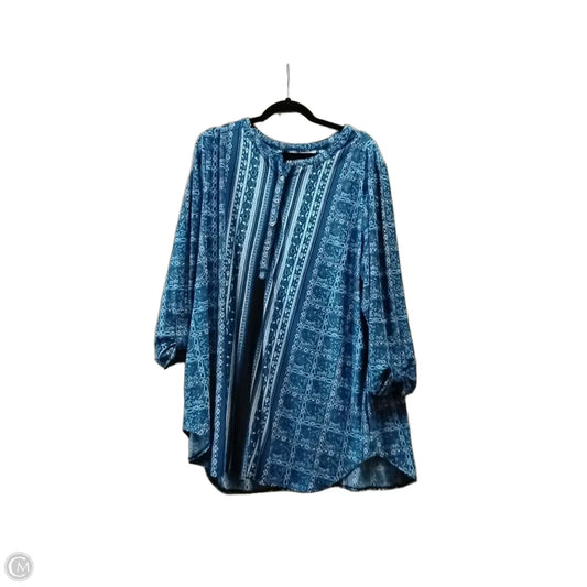 Blouse Long Sleeve By Nygard Peter In Blue & Orange, Size: 3x