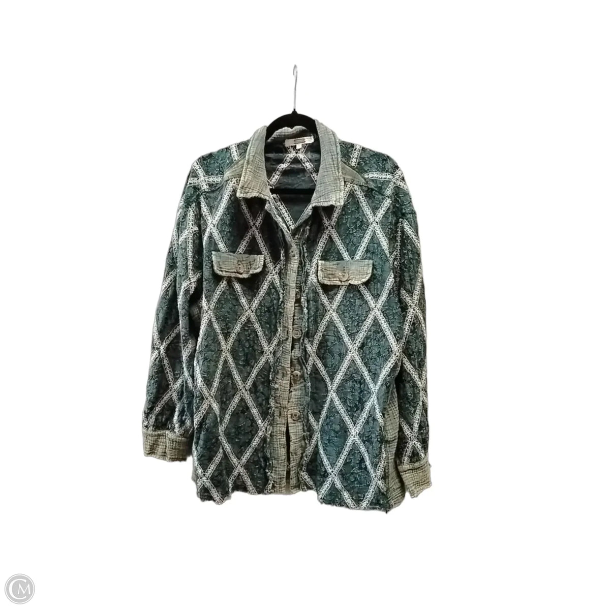 Jacket Shirt By Gimmicks In Green, Size: L