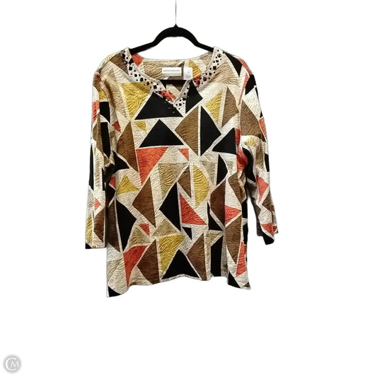 Top Long Sleeve By Alfred Dunner In Geometric Pattern, Size: 2x