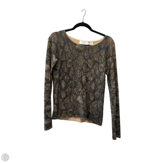 Top Long Sleeve By Dana Buchman In Black & Tan, Size: S