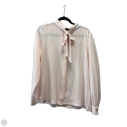 Blouse Long Sleeve By Tommy Hilfiger In Pink & White, Size: L