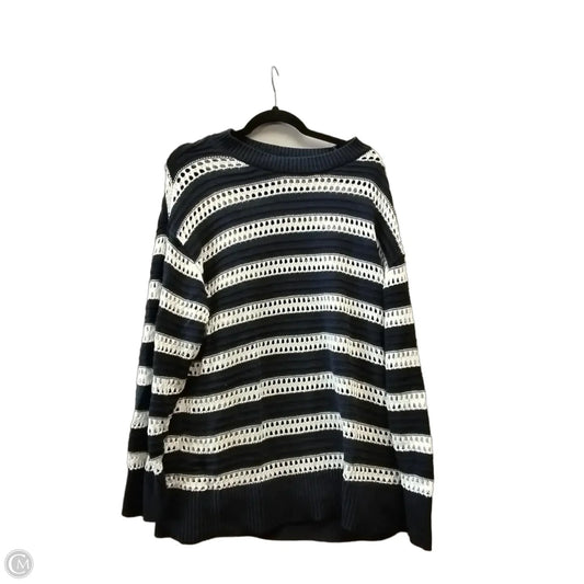 Sweater By Ava & Viv In Blue & White, Size: 1x
