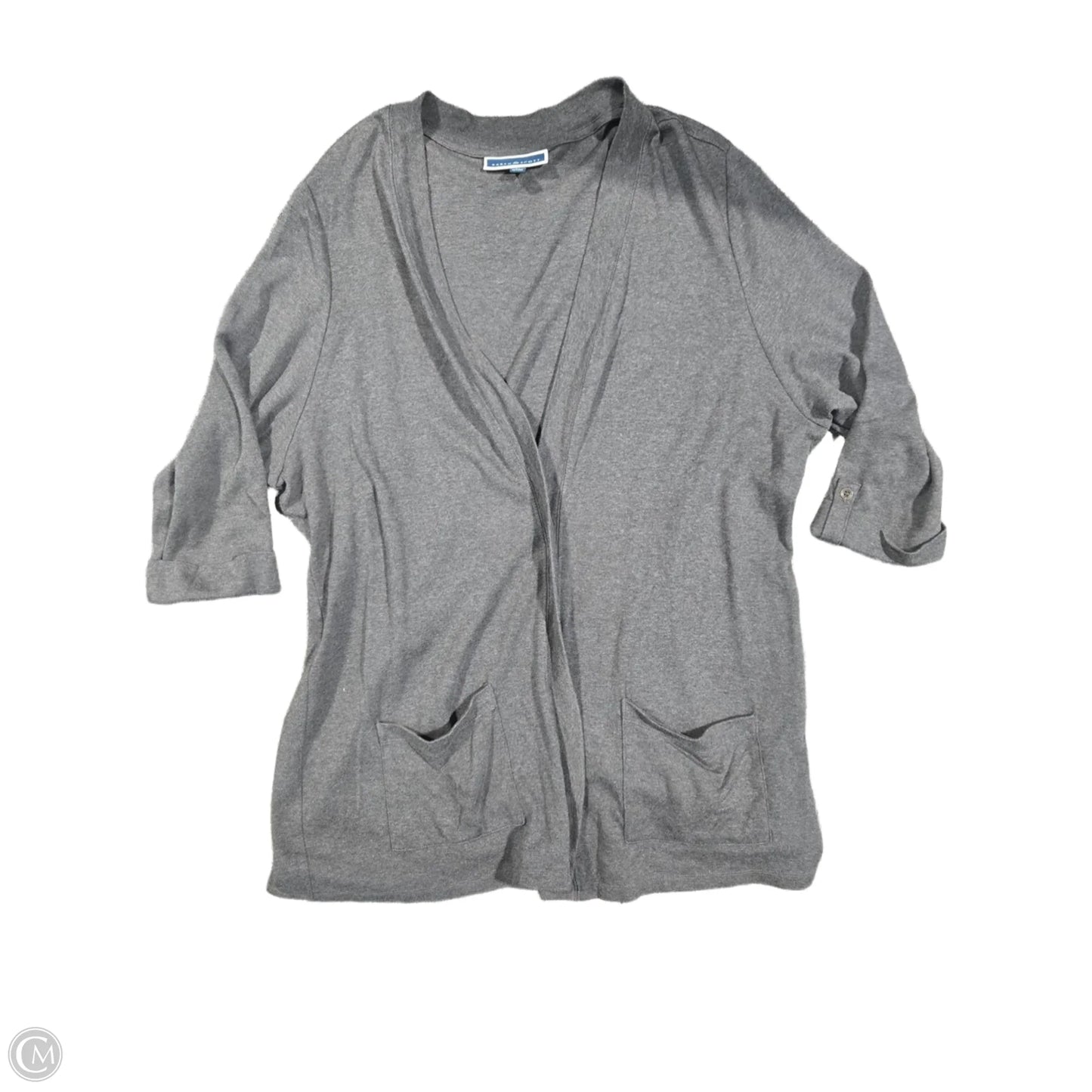 Cardigan By Karen Scott In Grey, Size: 3x