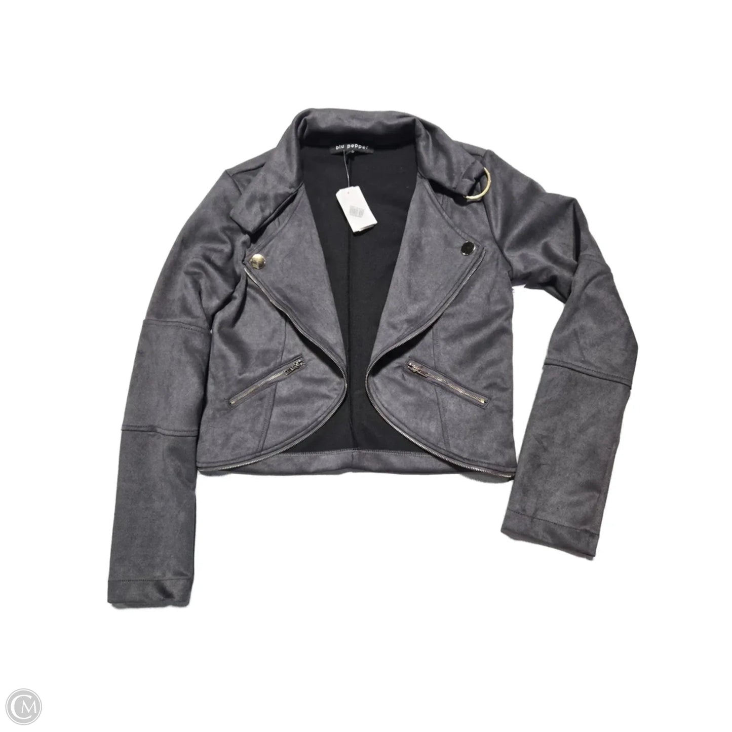 Jacket Moto By Blu Pepper In Grey, Size: M
