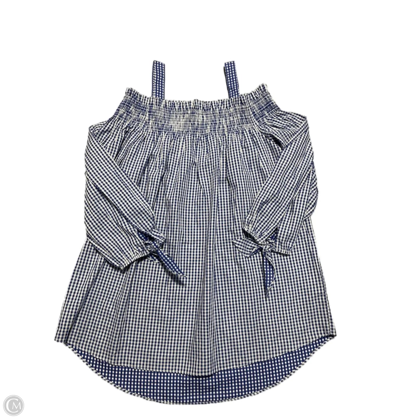 Top 3/4 Sleeve By Tyler Boe In Checkered Pattern, Size: M