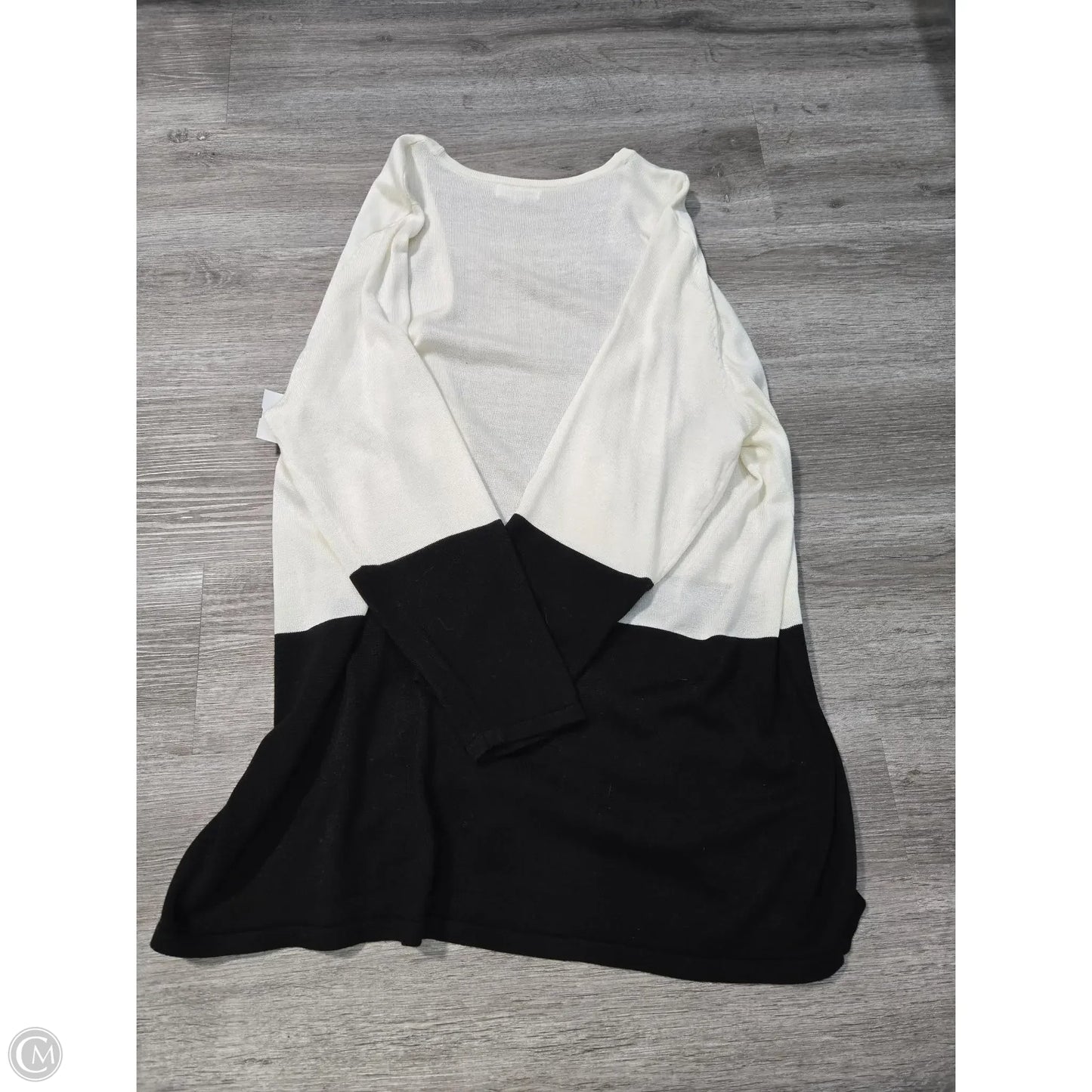 Cardigan By Calvin Klein In Black & Cream, Size: 1x