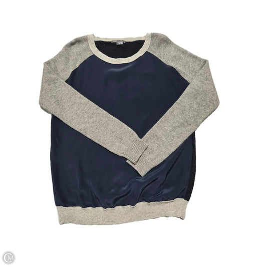Top Long Sleeve By Vince In Blue & Grey, Size: S