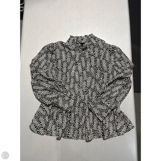 Top Long Sleeve By Who What Wear In Black & White, Size: Xl