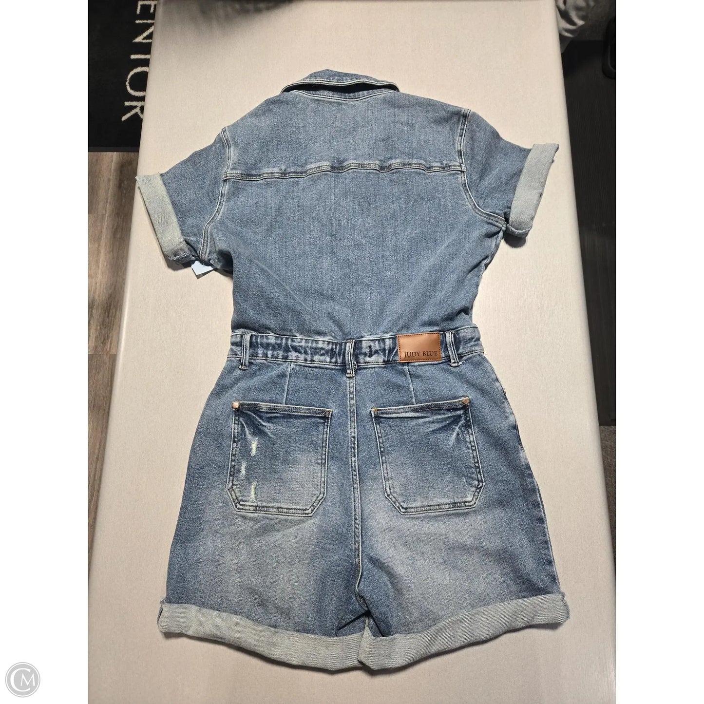 Romper By Judy Blue In Blue Denim, Size: Xl