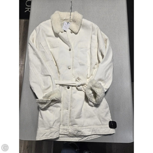 Coat Trench Coat By Lola In White Denim, Size: L