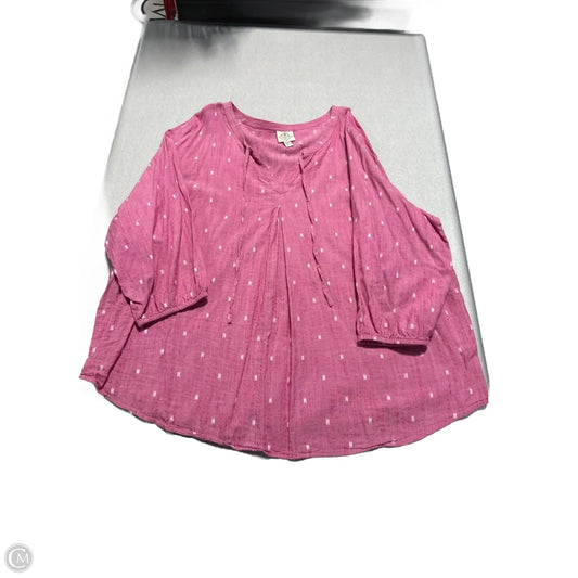 Top 3/4 Sleeve By St Johns Bay In Pink, Size: 1x