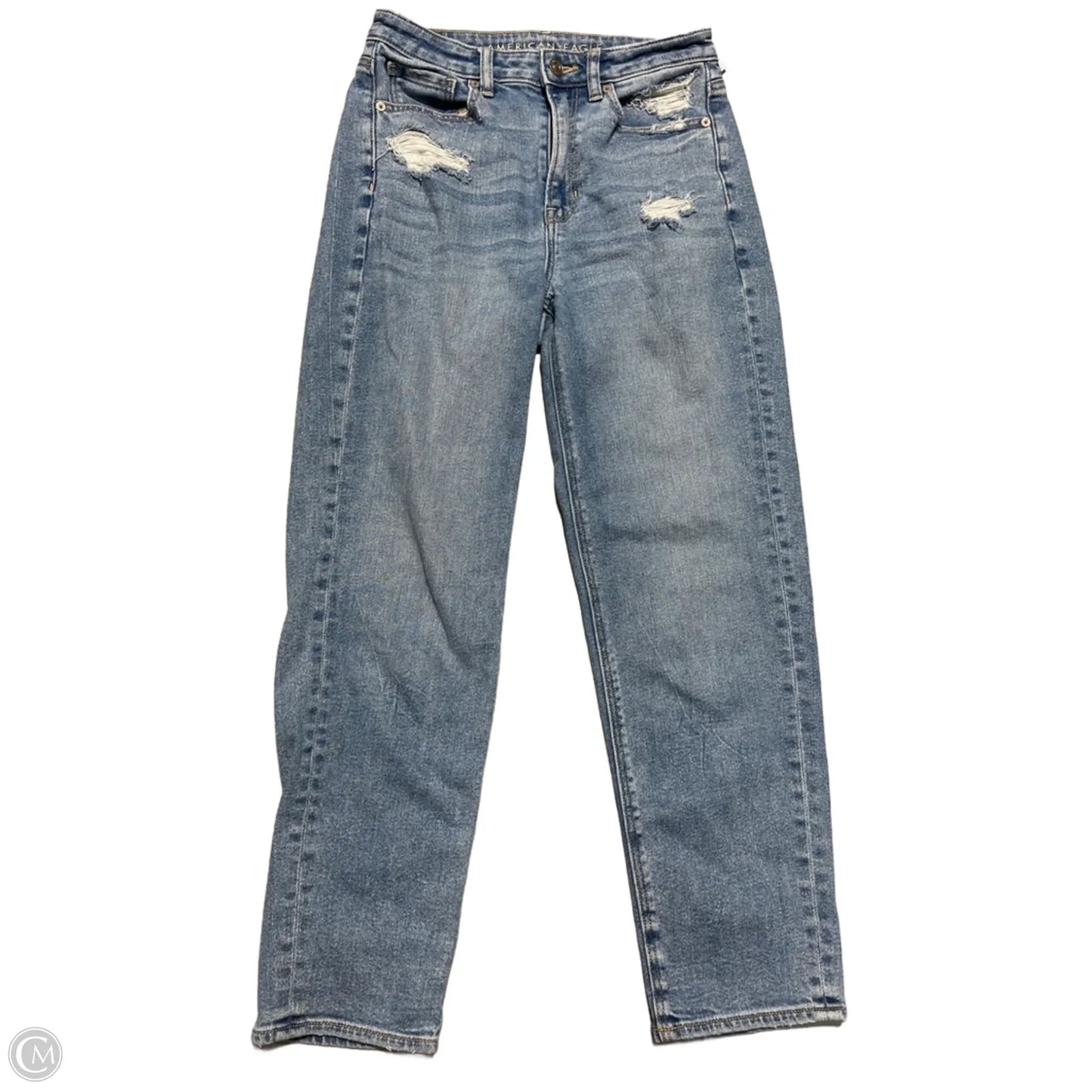 Jeans Straight By American Eagle In Blue Denim, Size: 2