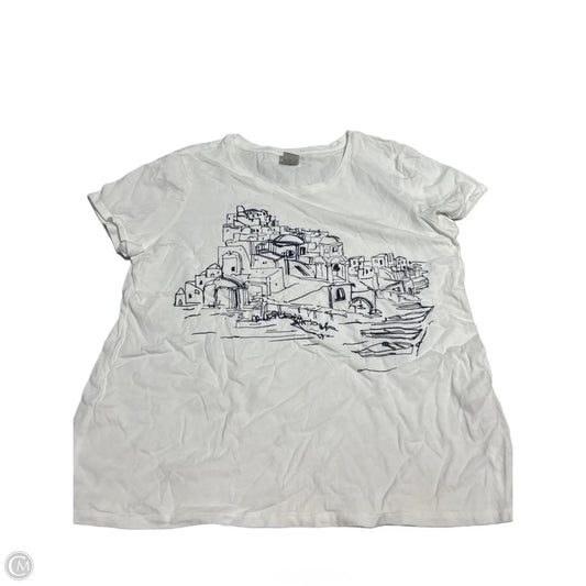 Top Short Sleeve Basic By Chicos In White, Size: L