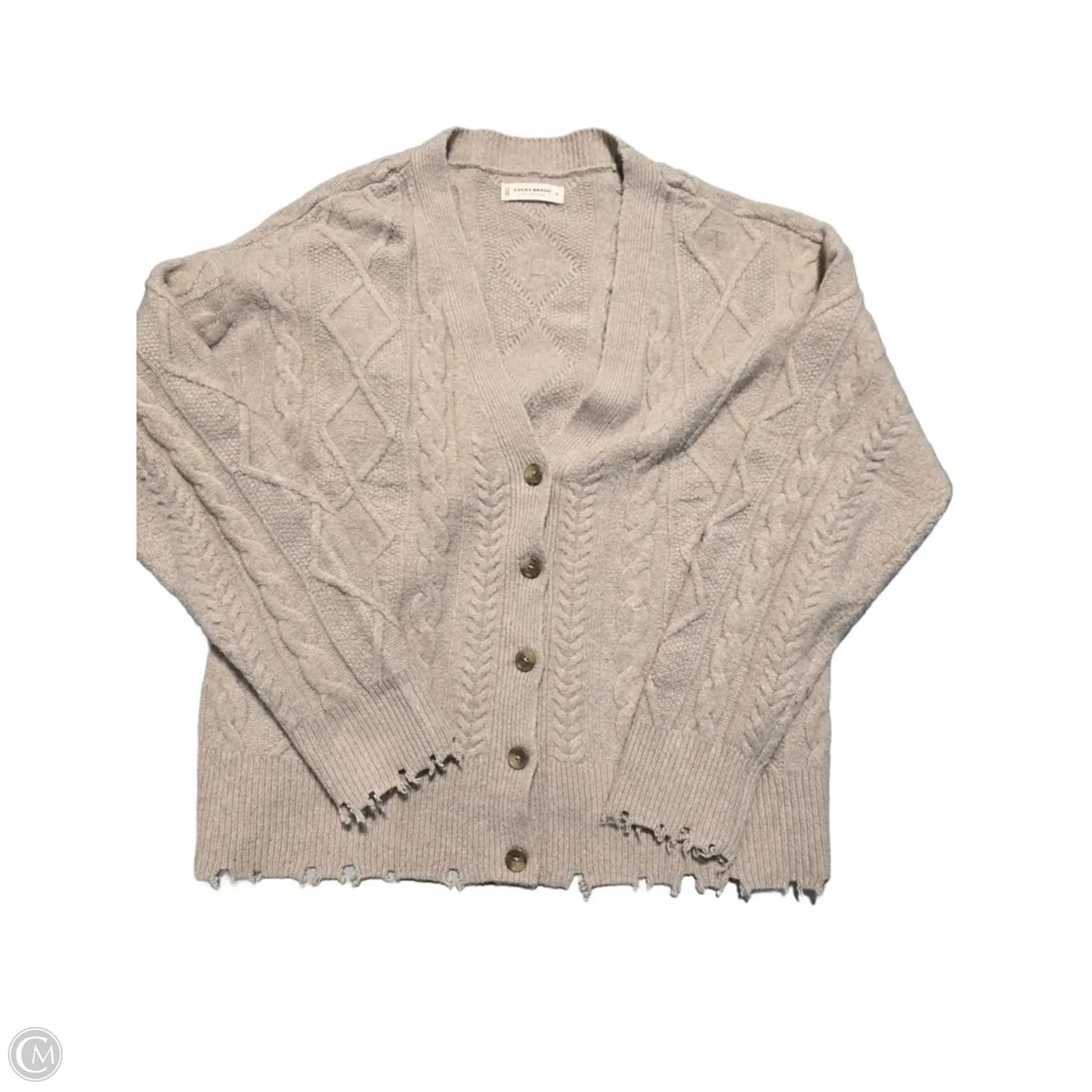 Cardigan By Lucky Brand In Tan, Size: M