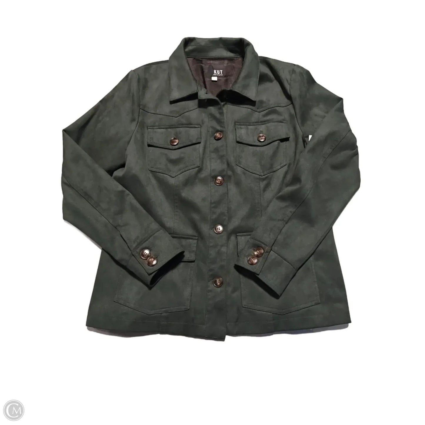 Jacket Shirt By Kut In Green, Size: L