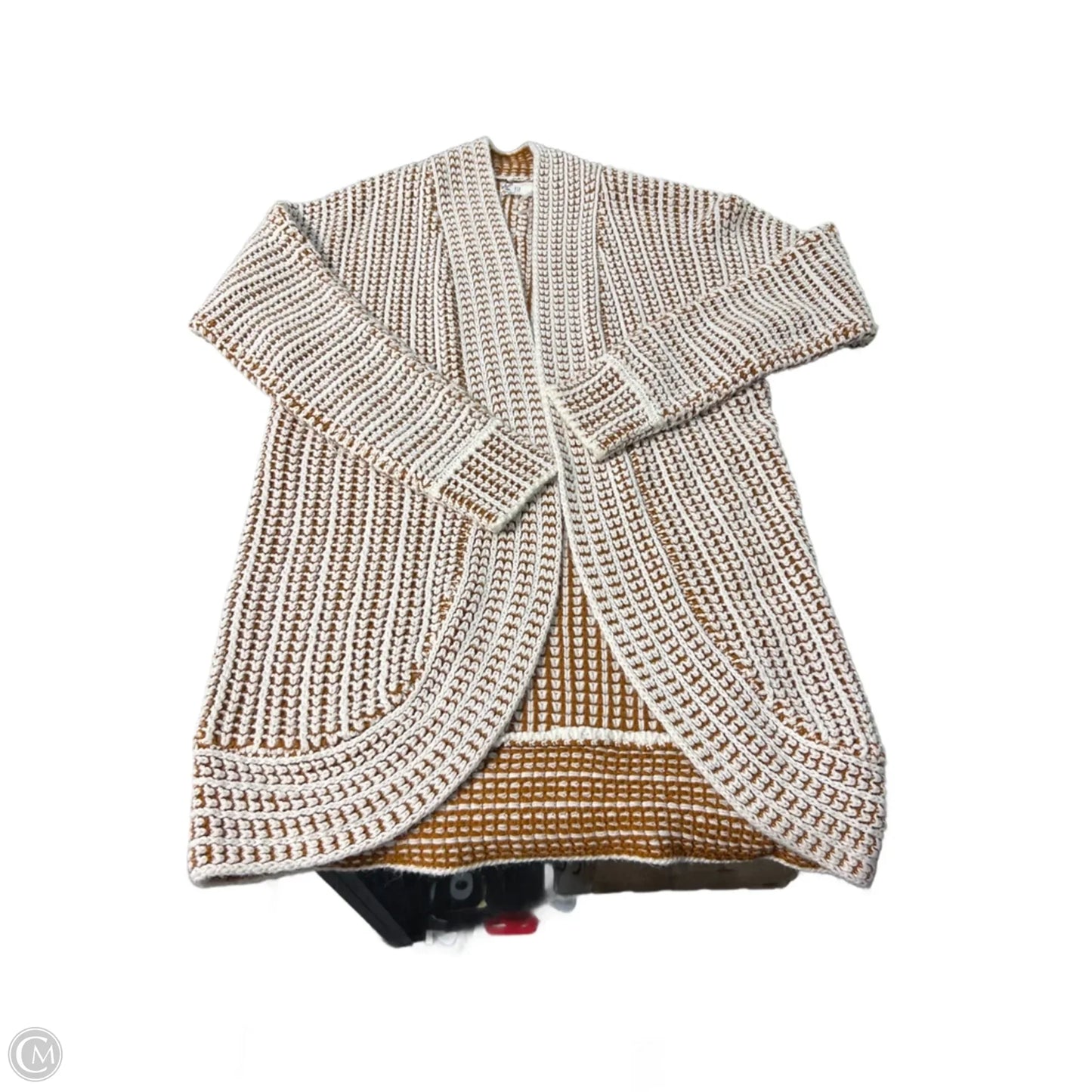 Cardigan By Pink Rose In Brown & White, Size: M