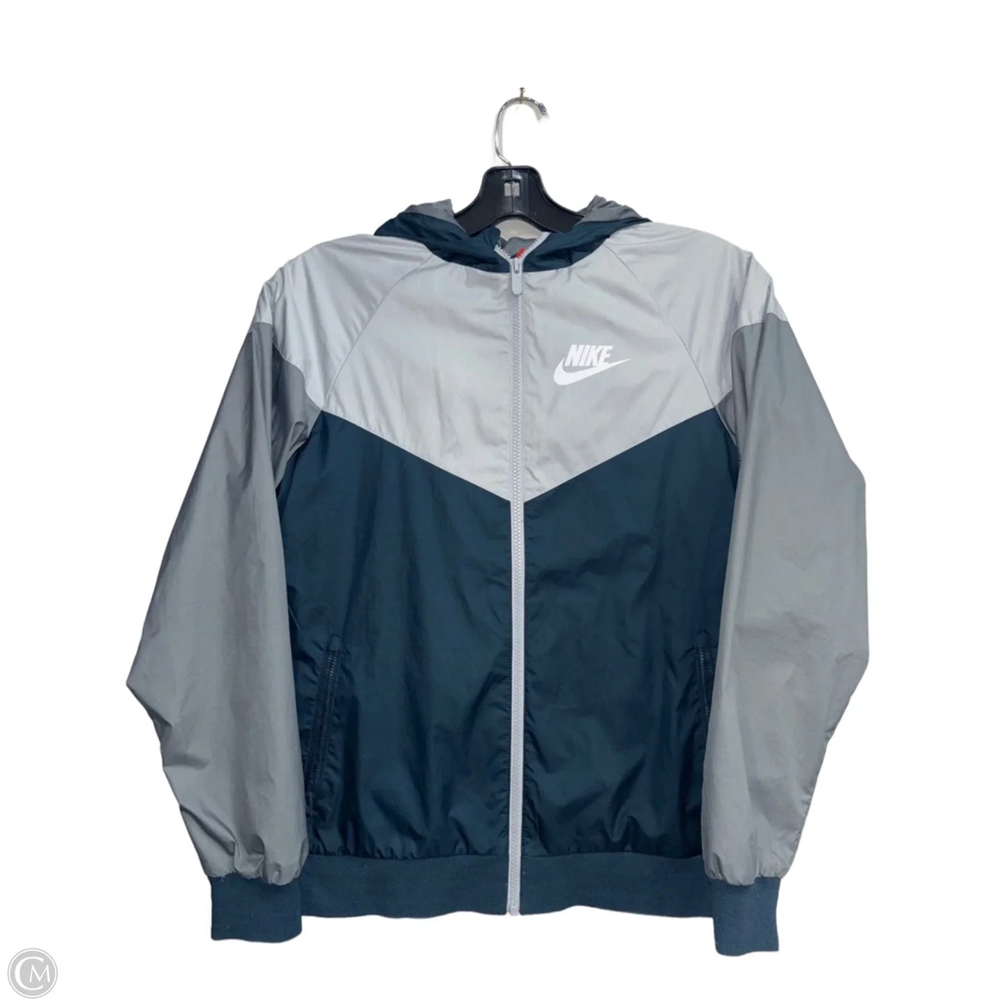 Athletic Jacket By Nike In Blue & Grey, Size: Xl