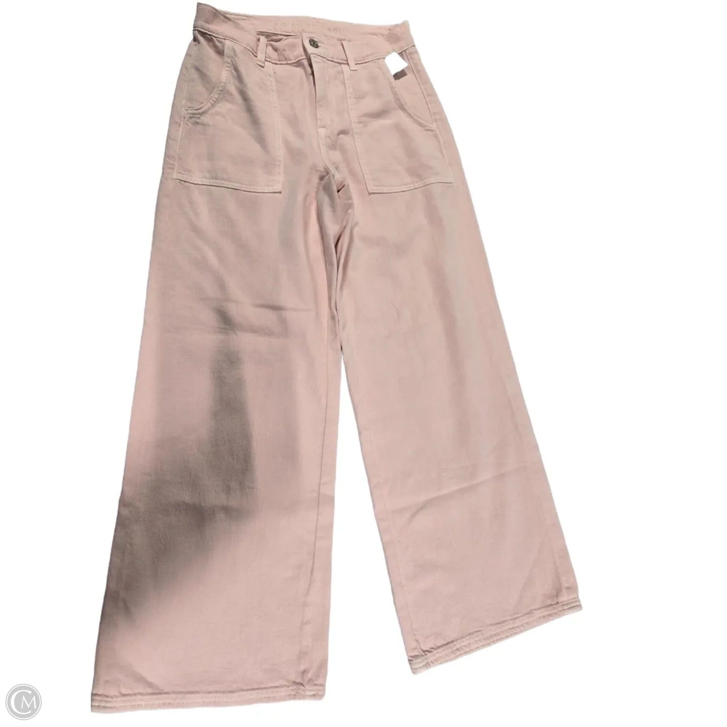 Jeans Wide Leg By American Eagle In Pink Denim, Size: 4