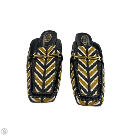 Shoes Luxury Designer By Tods In Black & Gold, Size: 9