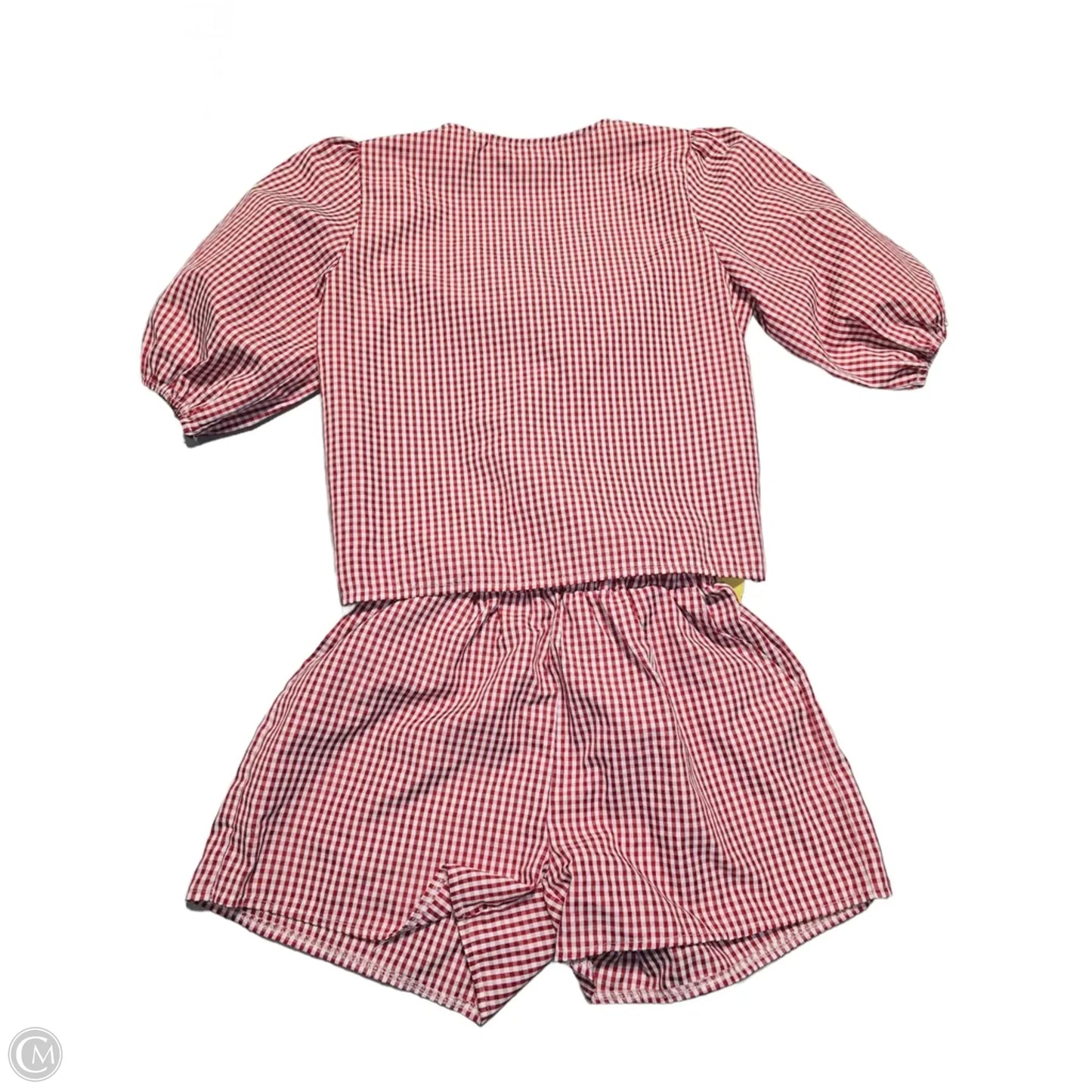 Top 2pc Short Sleeve By Cmf In Checkered Pattern, Size: S