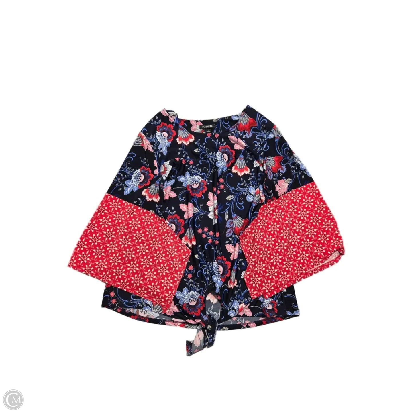 Blouse 3/4 Sleeve By Roz And Ali In Blue, Size: L