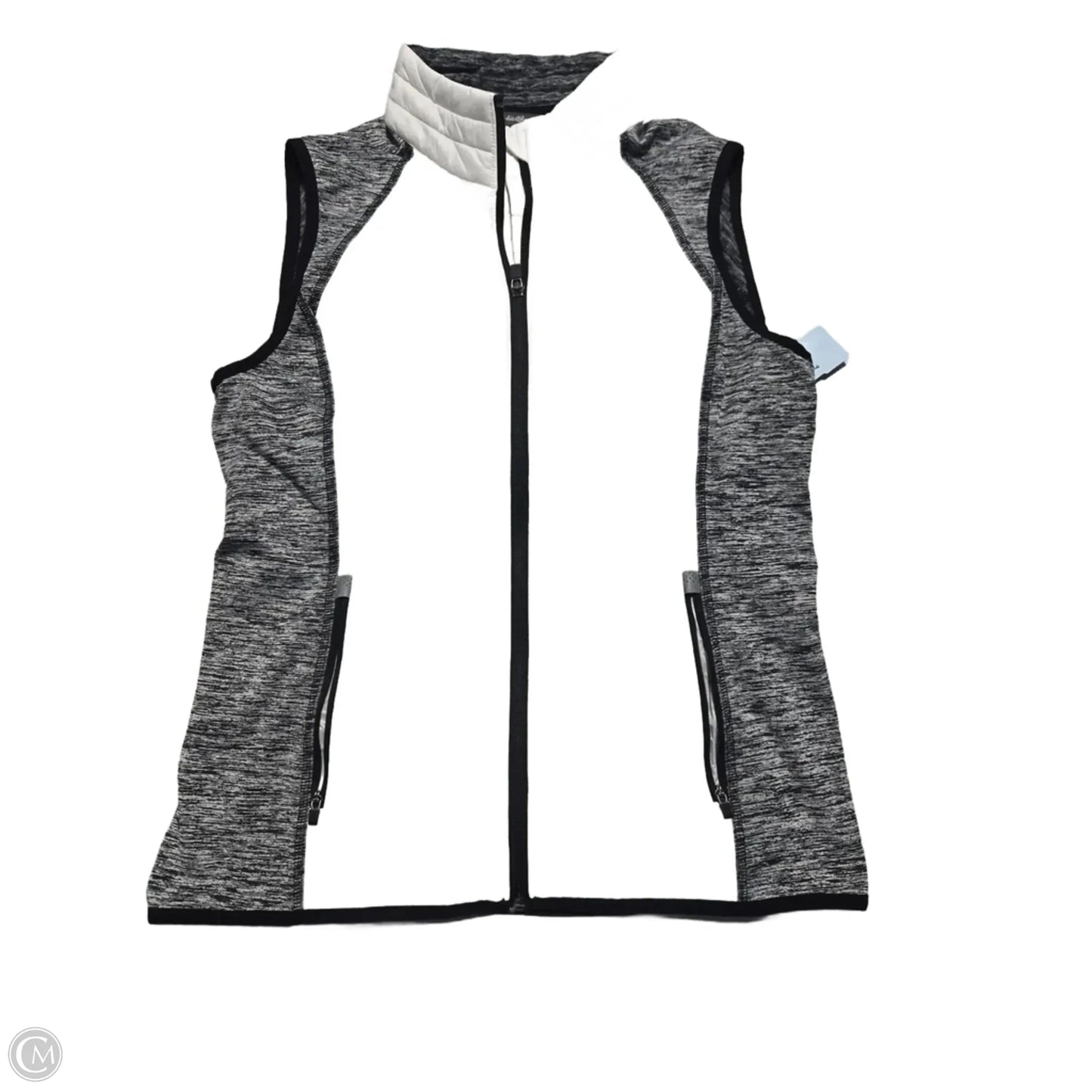 Vest Puffer & Quilted By Eddie Bauer In Grey & White, Size: M