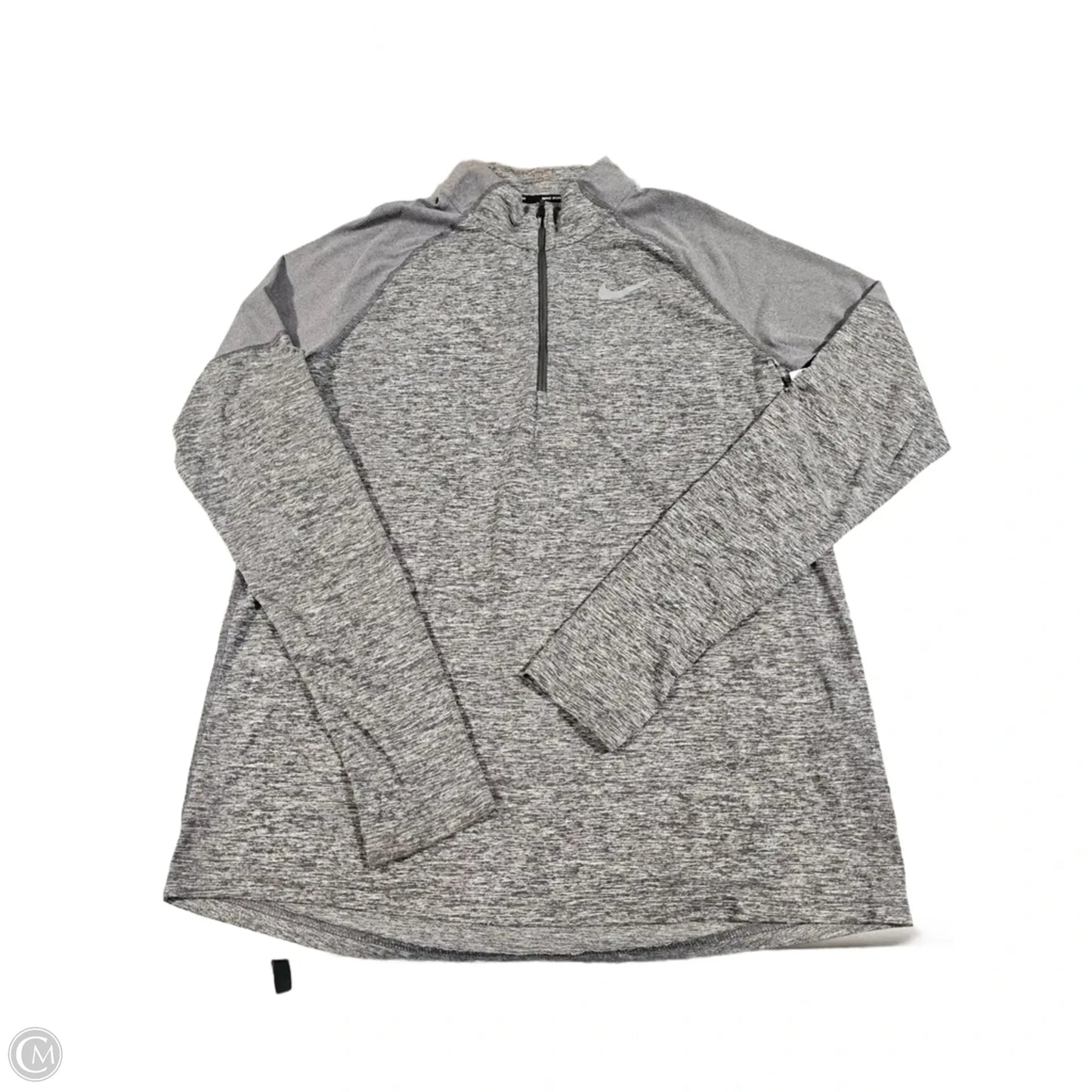 Athletic Top Long Sleeve Collar By Nike In Grey, Size: M