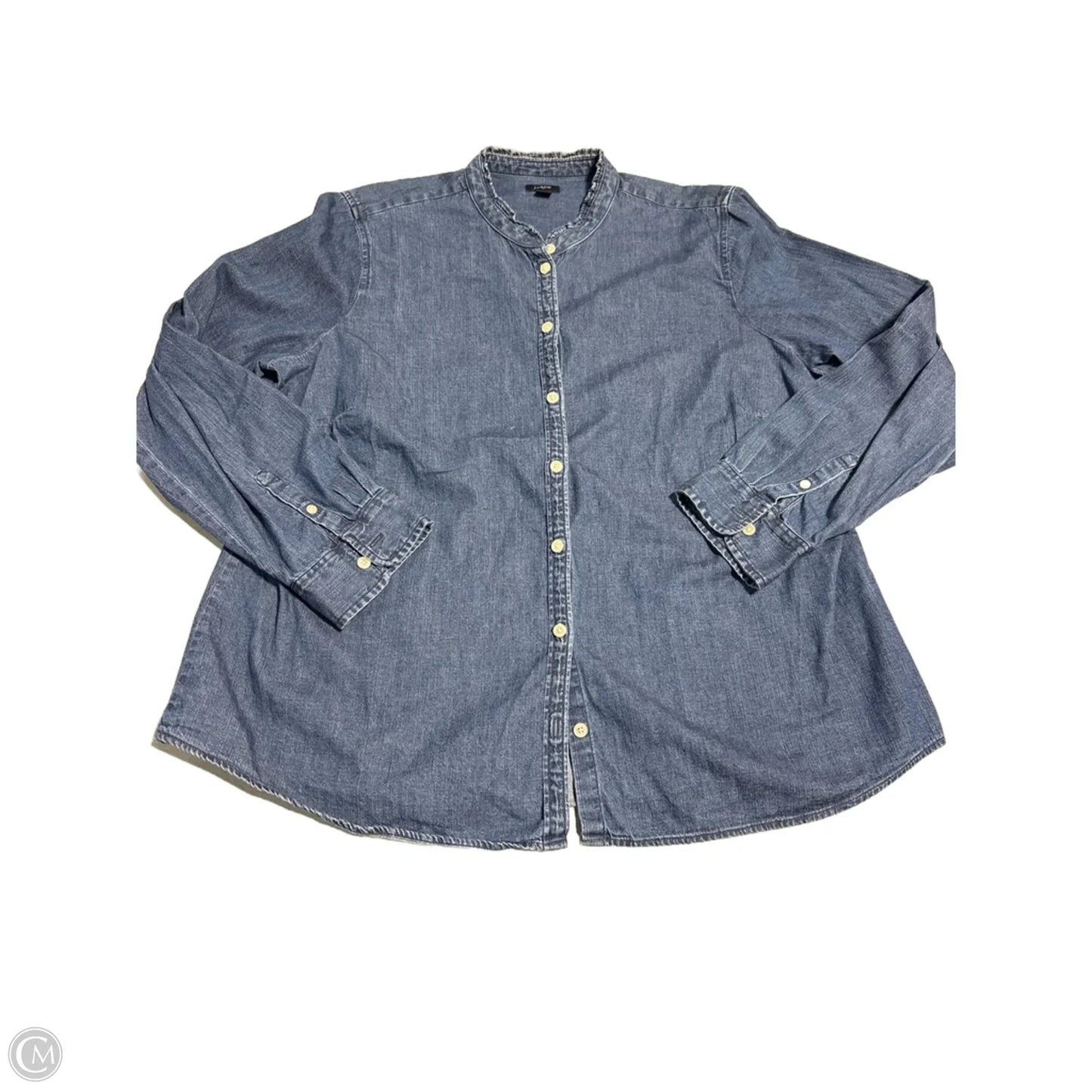 Blouse Long Sleeve By J. Crew In Blue Denim, Size: Xxl