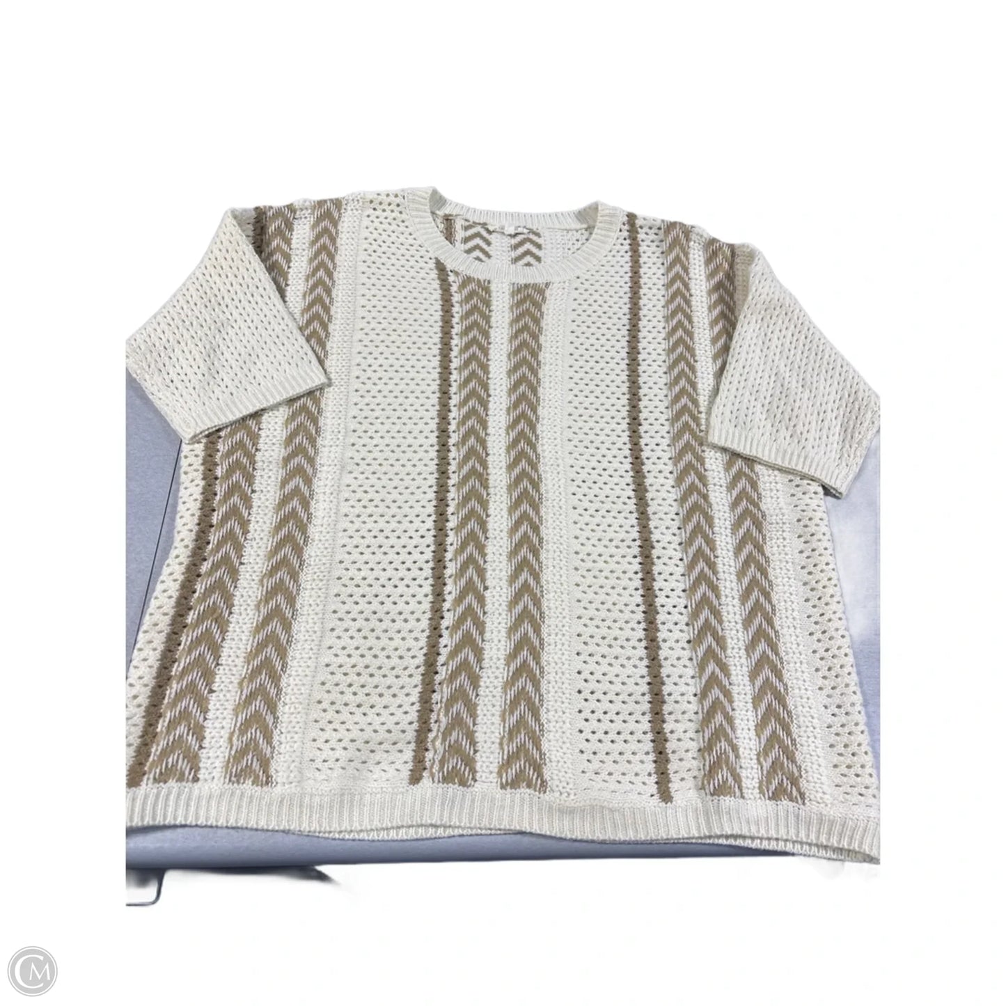 Top Short Sleeve By La Miel In Cream & Tan, Size: M