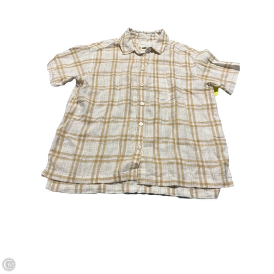 Top Short Sleeve By American Eagle In Cream & Tan, Size: S