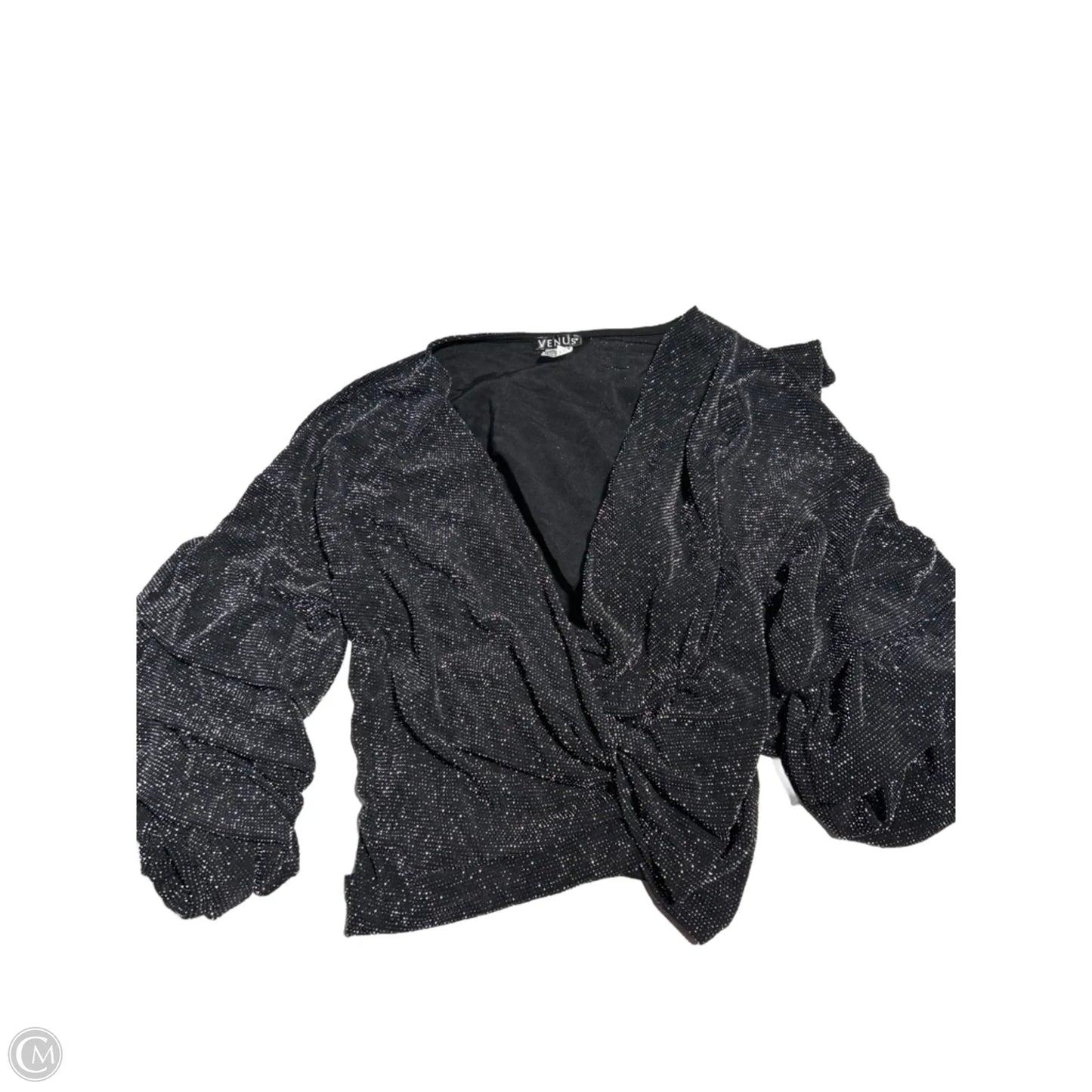 Top Long Sleeve By Venus In Black & Silver, Size: M