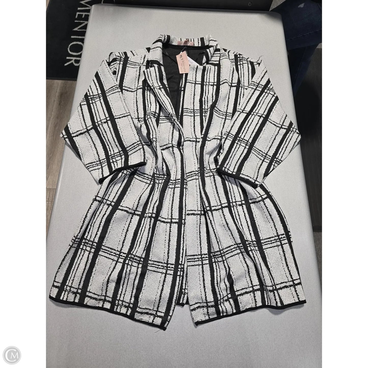 Cardigan By Philosophy In Black & White, Size: 3x