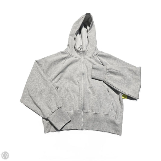 Athletic Sweatshirt Hoodie By Asics In Grey, Size: L
