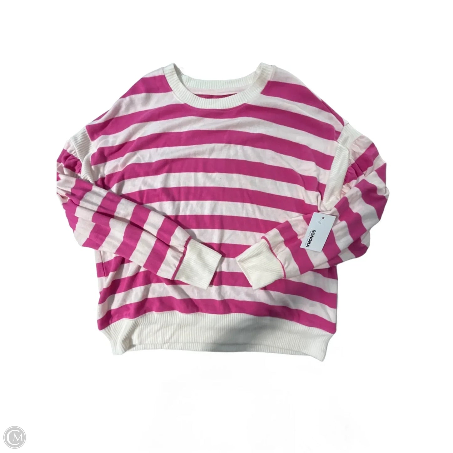 Top Long Sleeve By Sonoma In Pink & White, Size: M