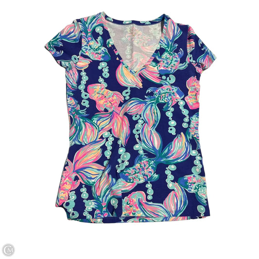 Top Short Sleeve Designer By Lilly Pulitzer In Blue, Size: S