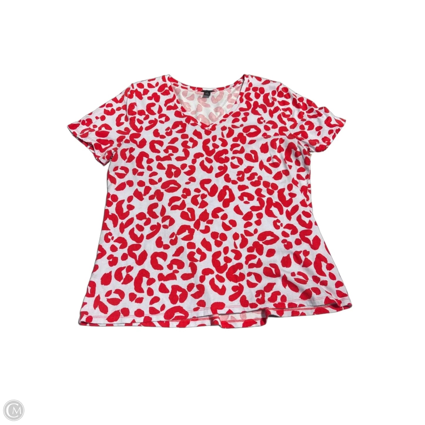 Top Short Sleeve By Ann Taylor In Red & White, Size: Xl