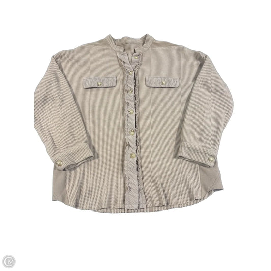 Top Long Sleeve By Cmc In Tan, Size: M