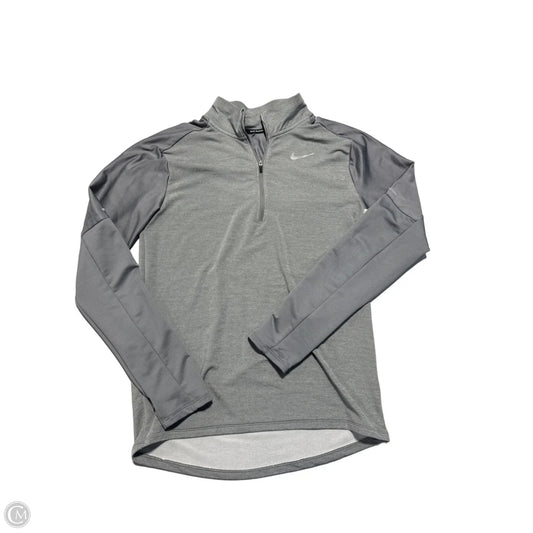 Athletic Top Long Sleeve Collar By Nike In Grey, Size: S