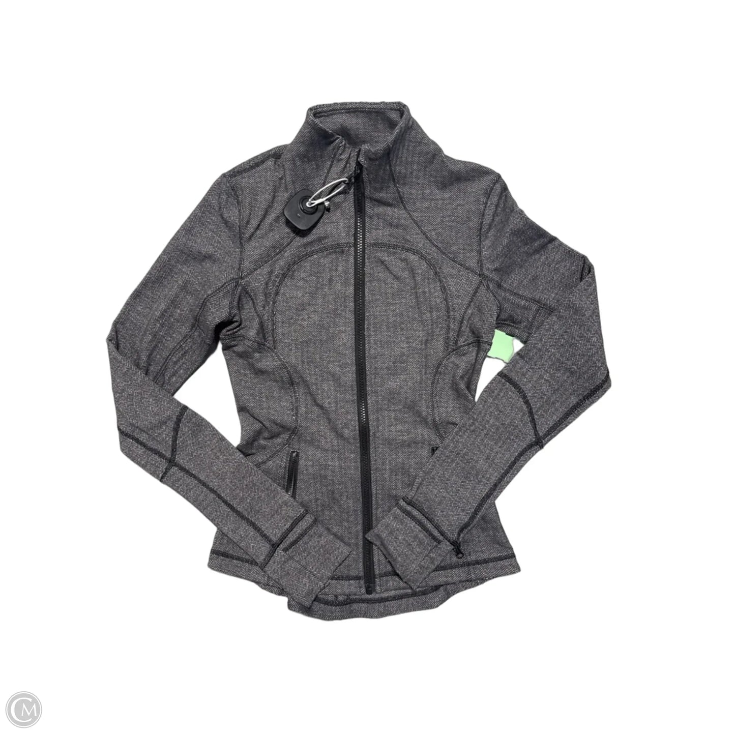 Athletic Jacket By Lululemon In Black & Grey, Size: S