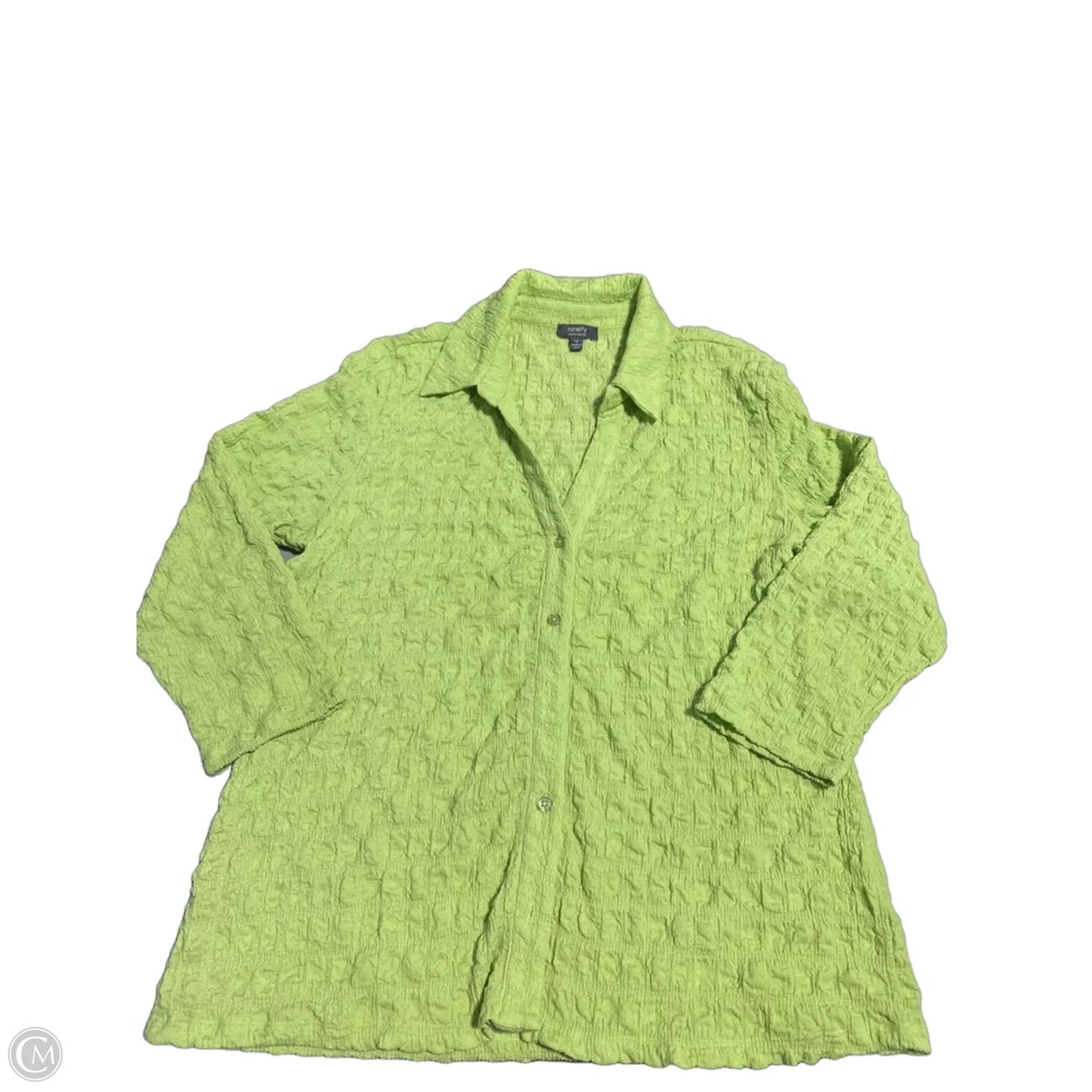Top 3/4 Sleeve By Ninety Woman In Green, Size: Xl