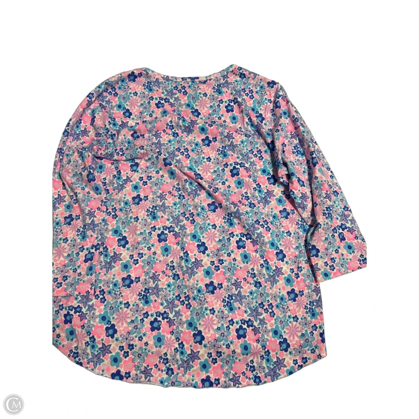 Top 3/4 Sleeve By Cmc In Blue & Pink, Size: M