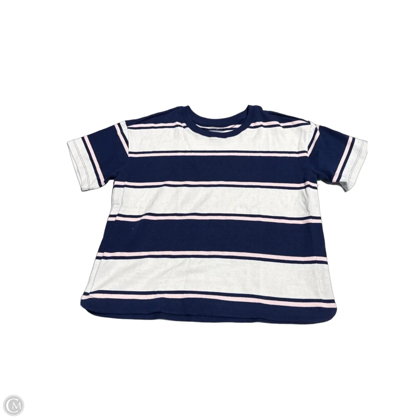 Top Short Sleeve By Lands End In Blue & White, Size: L