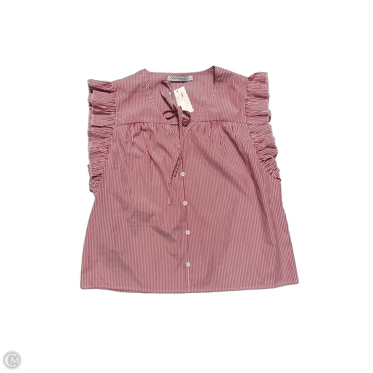 Top Short Sleeve By Miss Sparkling In Red & White, Size: Xl