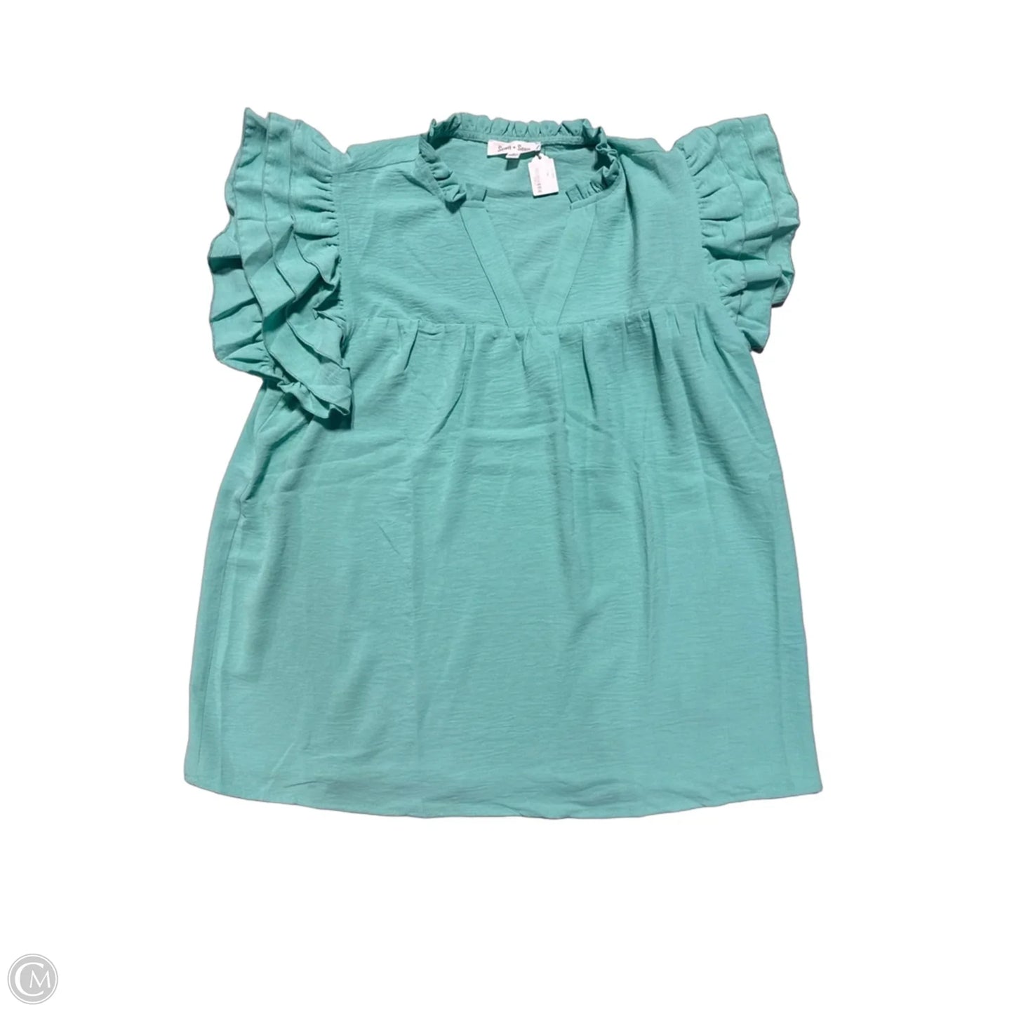 Top Short Sleeve By Cmc In Aqua, Size: M