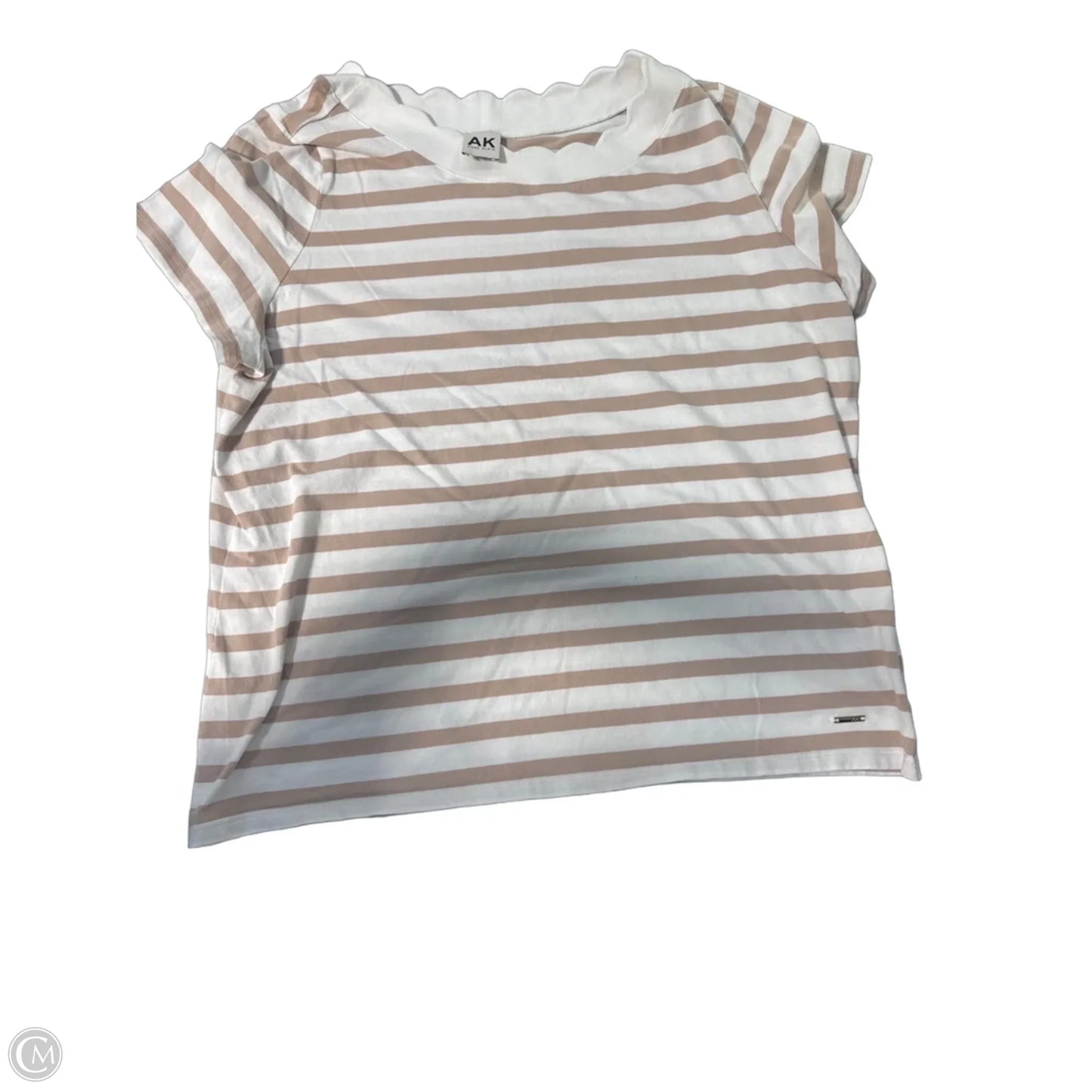 Top Short Sleeve By Anne Klein In Tan & White, Size: L