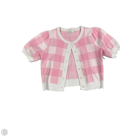 Top Short Sleeve By Cmc In Pink & White, Size: L